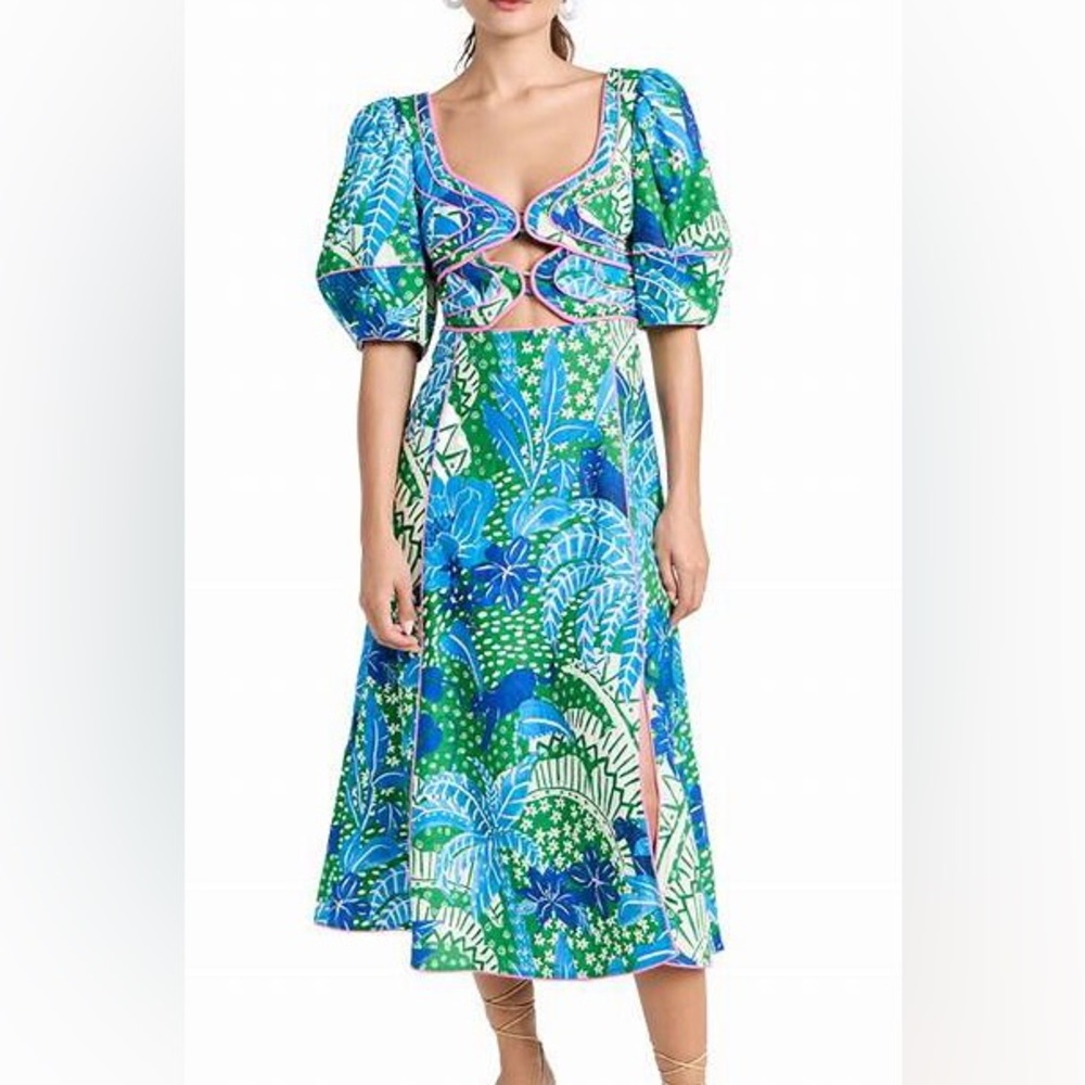 Green jungle midi dress